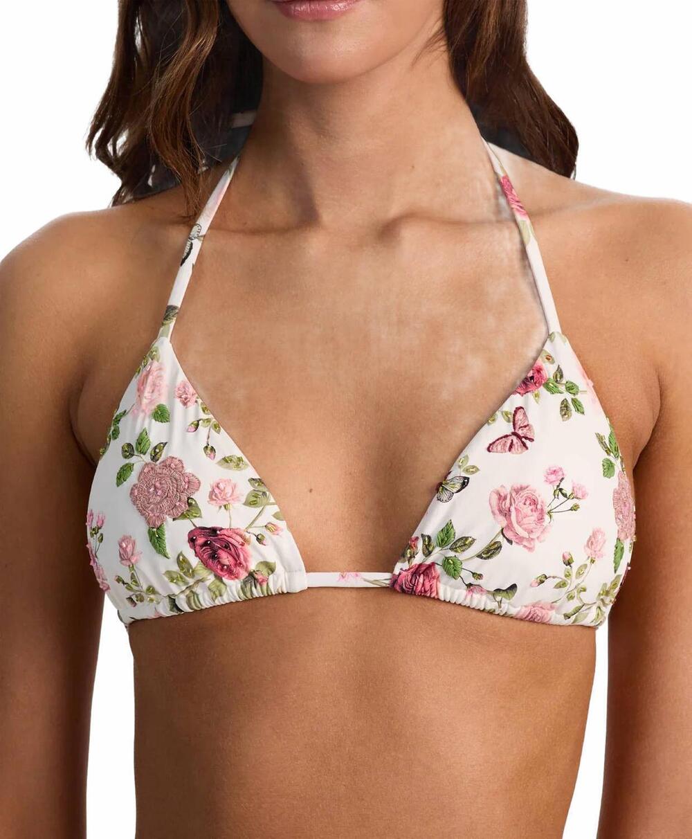 NEW PQ SWIM embroidered triangle top in english rose